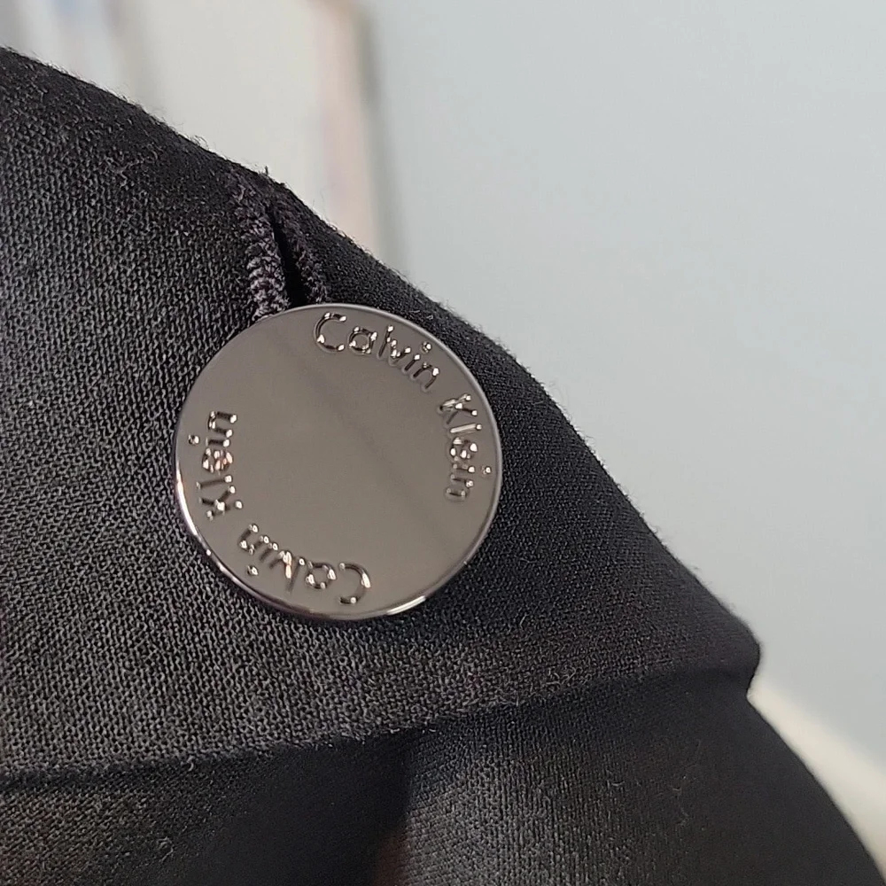 Calvin Klein Womens Solid Two Button Blazer Jacket Black